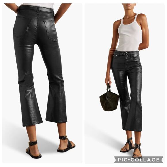 rag & bone Pants - New RAG & BONE Casey Coated High-Rise Biker Kick-Flare Jeans Size 24 US 2